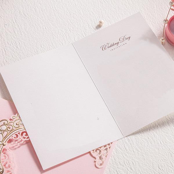 Stylish white pink laser cut Wedding Invitation LC079 - Hibrides