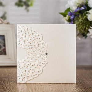 Classic ivory laser cut Wedding Invitation LC030 - Hibrides