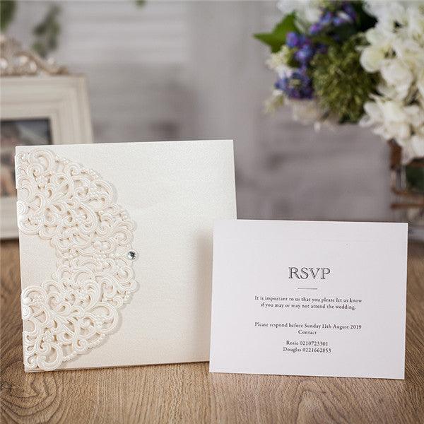 Classic ivory laser cut Wedding Invitation LC030 - Hibrides