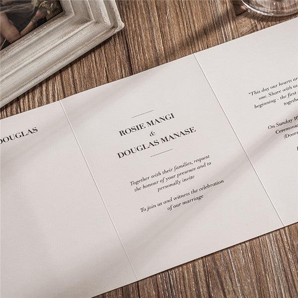 Elegant white pocket laser cut Wedding Invitation with lovely flowers LC029 - Hibrides