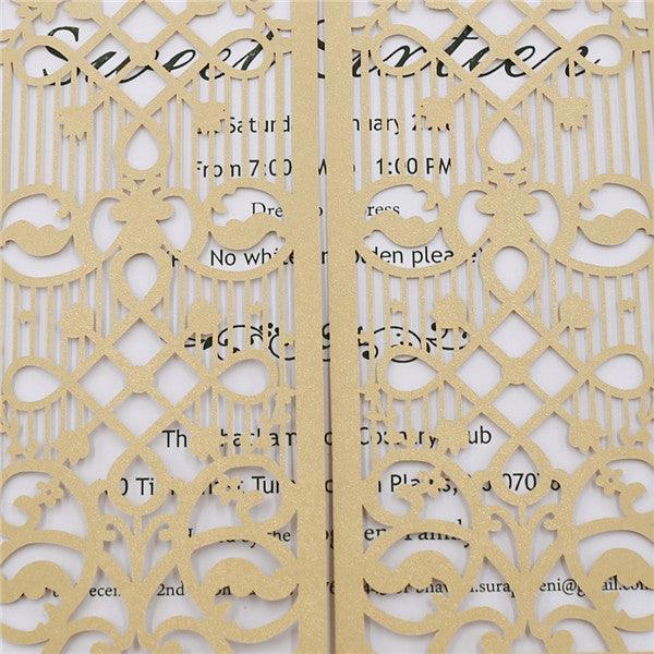 Graceful gold laser cut Wedding Invitation with gate design LC040 - Hibrides