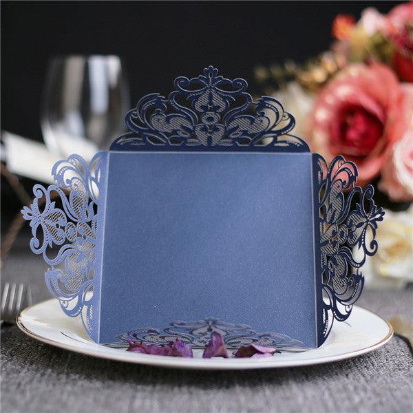Modern and navy blue laser cut Wedding Invitation LC049 - Hibrides