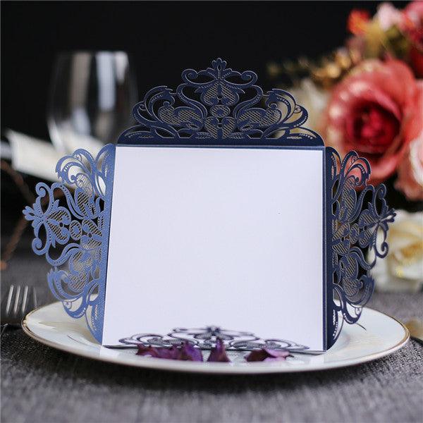 Modern and navy blue laser cut Wedding Invitation LC049 - Hibrides