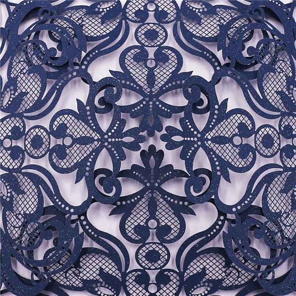 Modern and navy blue laser cut Wedding Invitation LC049 - Hibrides