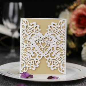 white heart-shaped laser cut Wedding Invitation LC035 - Hibrides