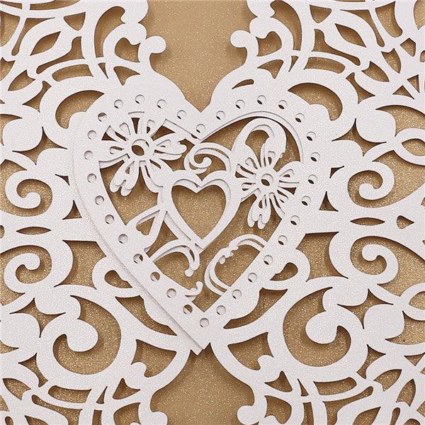 white heart-shaped laser cut Wedding Invitation LC035 - Hibrides
