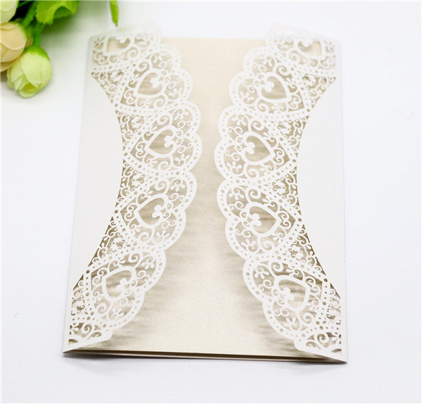 Rustic and country lace laser cut Wedding Invitation with hemp cord LC055 - Hibrides