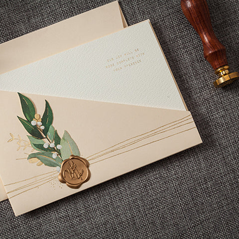 Rustic champagne pocket Wedding Invitation with amazing details LC073 - Hibrides