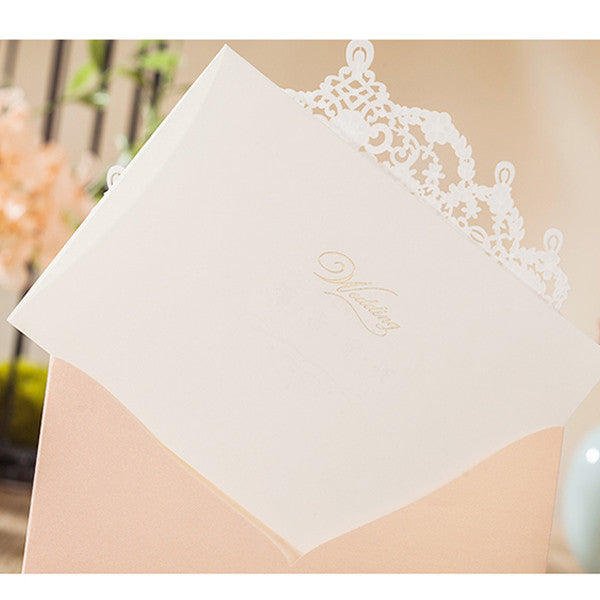 Trendy nude pink laser cut Wedding Invitation with ins style LC076 - Hibrides