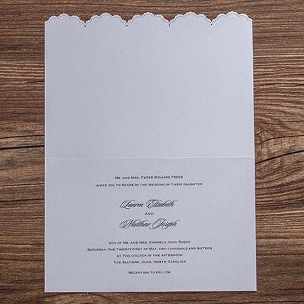 Unique white lace laser cut Wedding Invitation LC031 - Hibrides