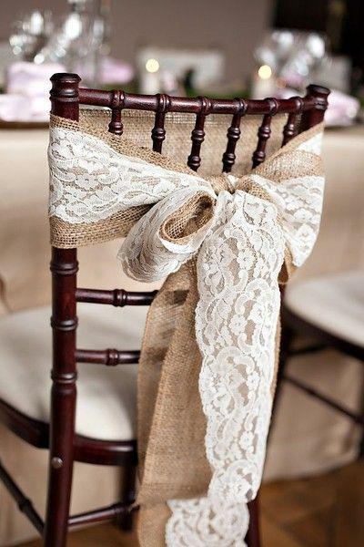 5Pcs Burlap Lace Chair Sashes Chair Cover Bows Rustic Linen Lace Chair Bows - Hibrides