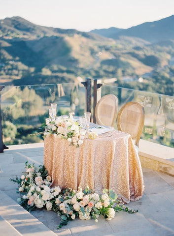 Sparkly Table Cloth for Wedding Party, Round Glitter Tablecloth - Hibrides