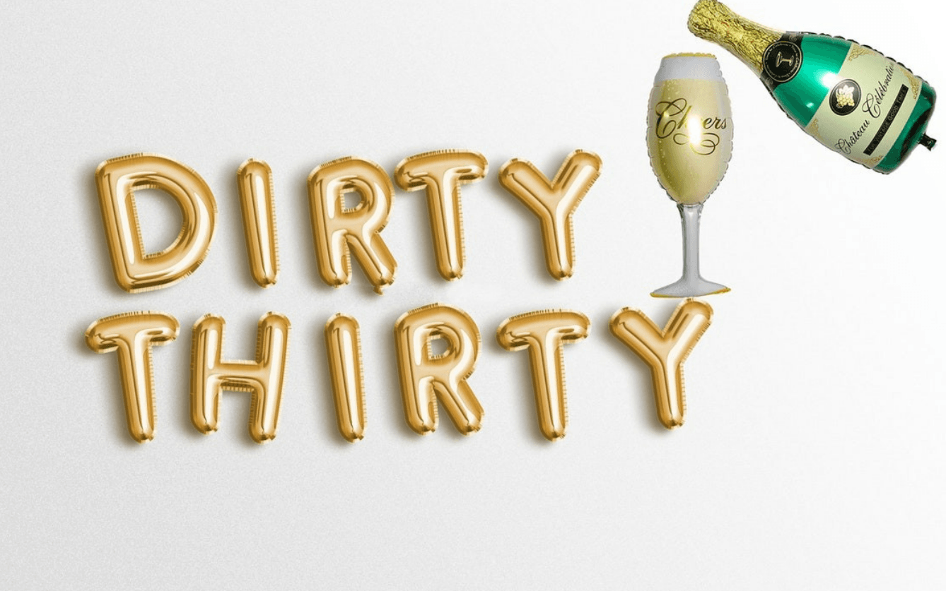 DIRTY THIRTY 16" Letter Balloons 30th Birthday Party Decor Banner - Hibrides