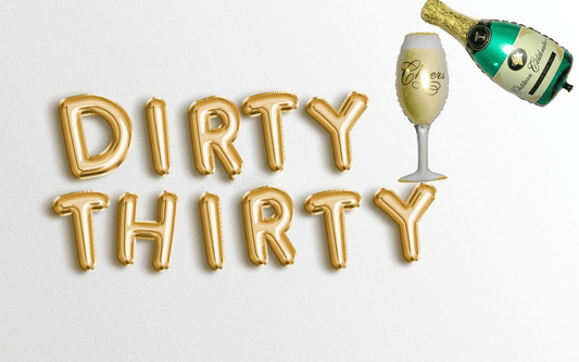 DIRTY THIRTY 16" Letter Balloons 30th Birthday Party Decor Banner - Hibrides