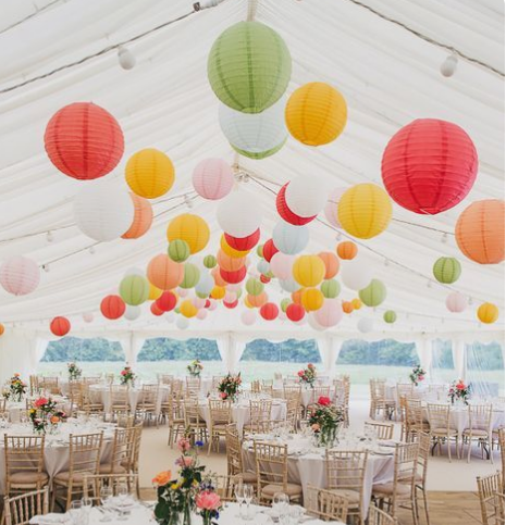Large Assortment of 15 Pcs Colorful Paper Lanterns for Home Decor Weddings - Hibrides