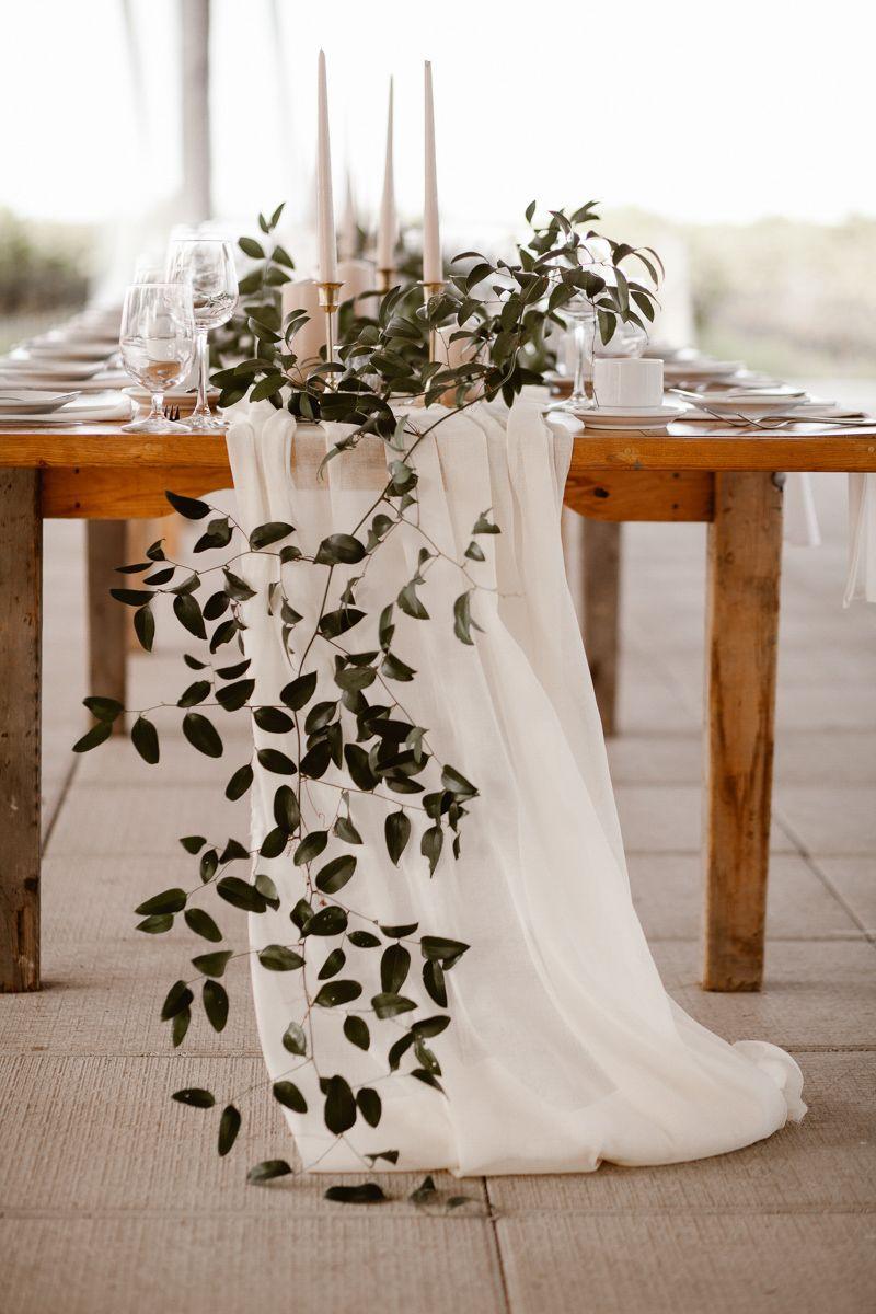 2pcs Ivory Chiffon Table Runner 27x120 Inches Rustic Wedding Runner - Hibrides