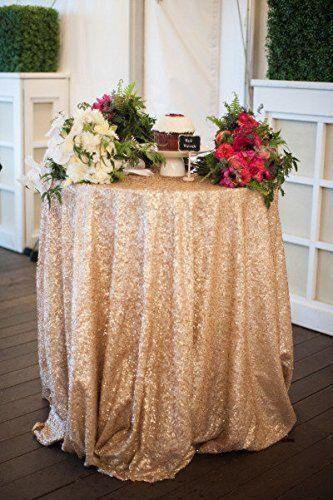 Sparkly Table Cloth for Wedding Party, Round Glitter Tablecloth - Hibrides