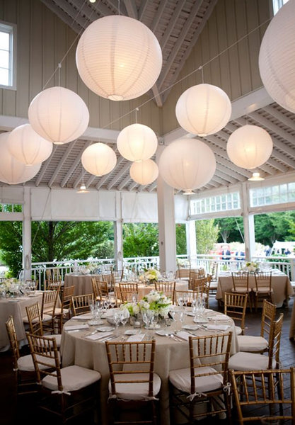 20Pcs Decorative White Hanging Paper Lanterns for Rustic Weddings - Hibrides